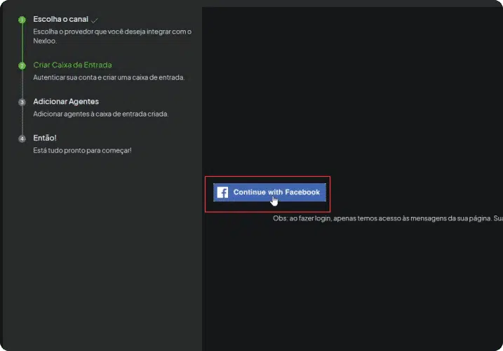 4- continuar com o facebook